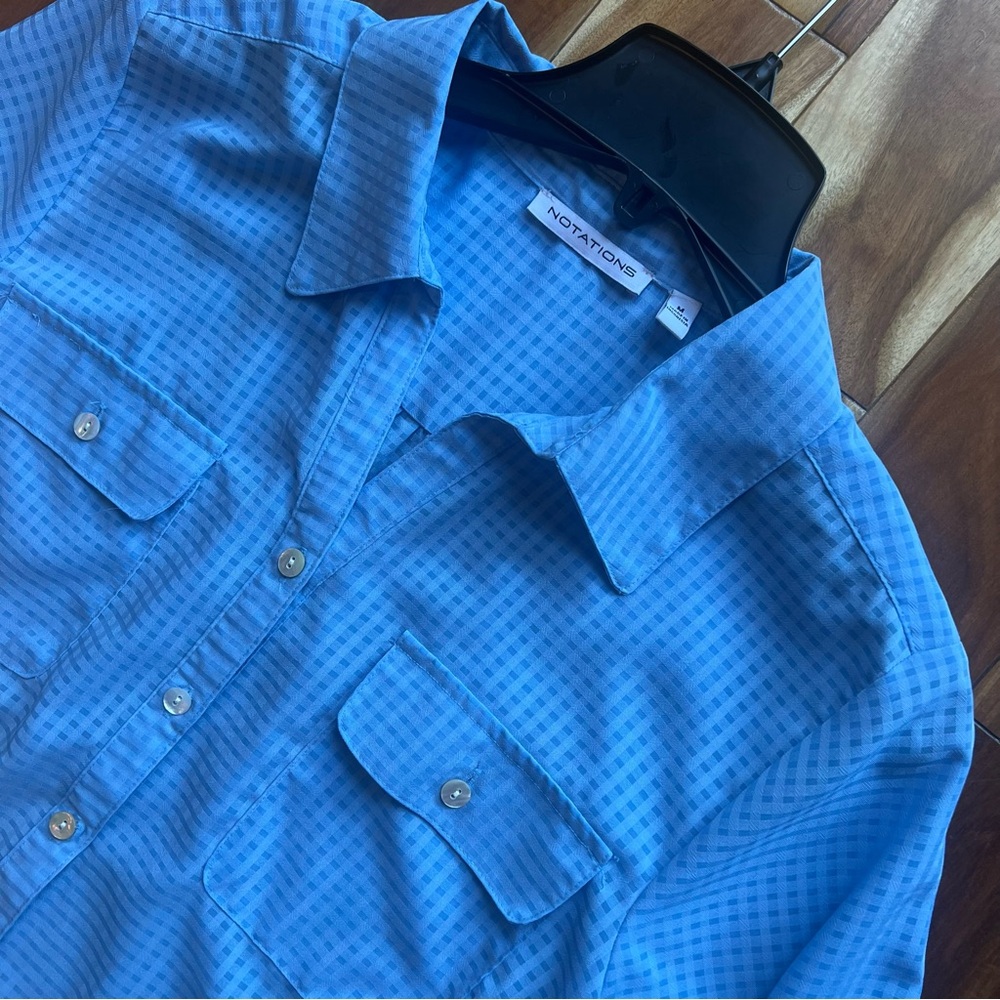 Notations convertible sleeve button down blouse - image 5